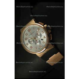 Ulysse Nardin Marine Chronograph Rose Gold Steel Arabic Black Dial - 1:1 Mirror Replica