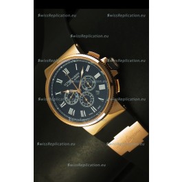 Ulysse Nardin Marine Chronograph Rose Gold Black Roman Black Dial - 1:1 Mirror Replica