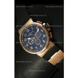 Ulysse Nardin Marine Chronograph Rose Gold Black Arabic Black Dial - 1:1 Mirror Replica