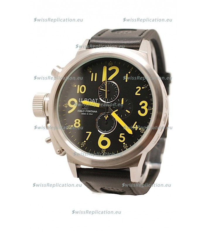 U-Boat Flightdeck Japanese Replica Watch in Black Dial