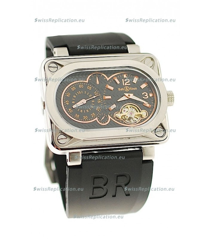 Bell and Ross BR Minuteur Tourbillon PVD Japanese Watch in Rose Gold Markers