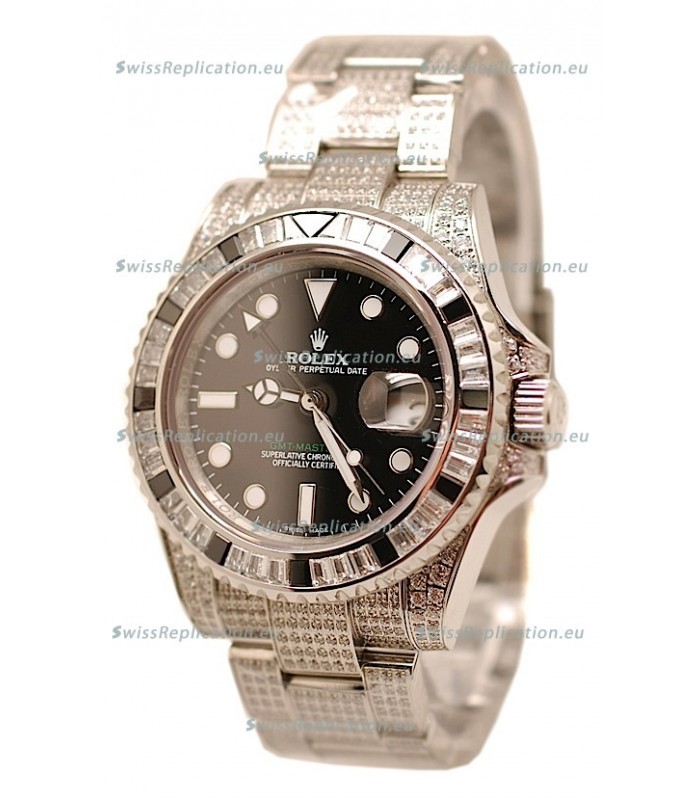 Rolex GMT Masters II 2011 Edition Swiss Replica Watch with Diamonds Casing and Bezel