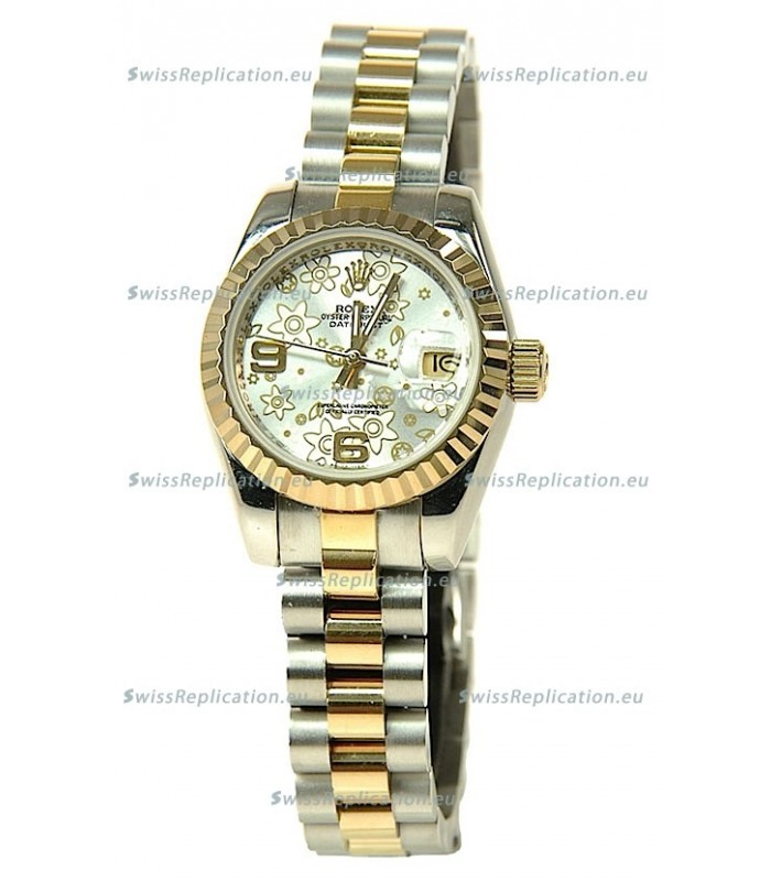 Rolex Datejust Floral Motif Ladies Swiss Replica Watch