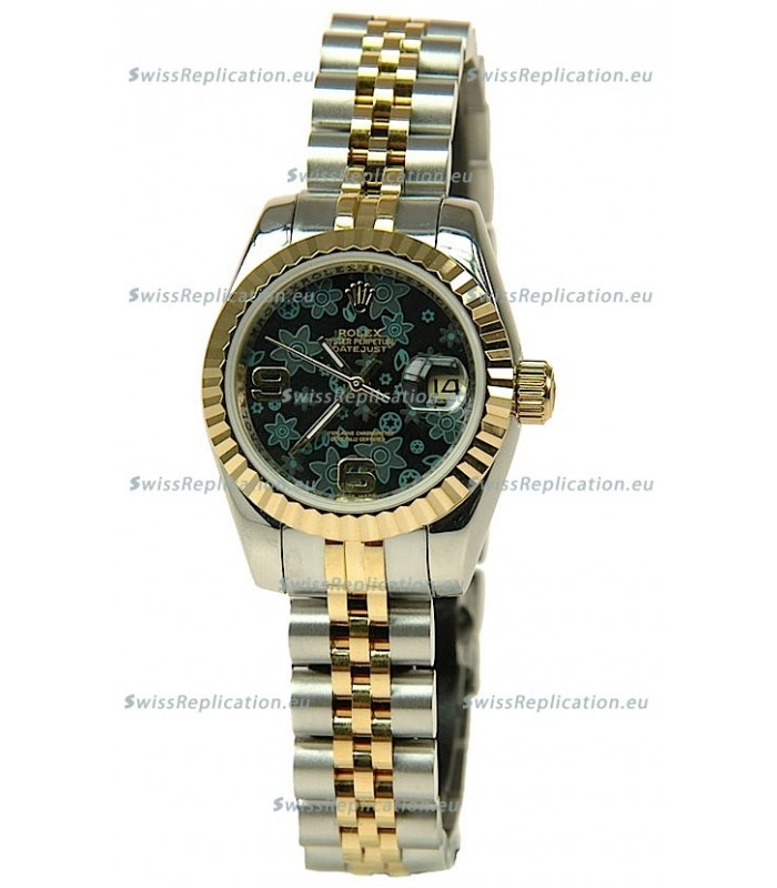 Rolex Datejust Floral Motif Ladies Swiss Replica Watch