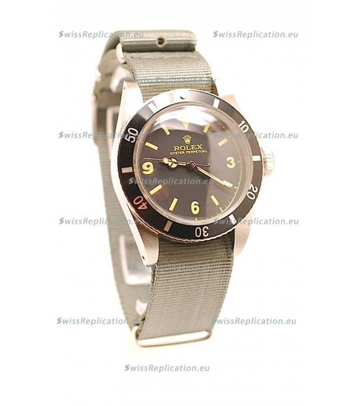 Rolex Submariner Swiss Watch Grey Nylon Strap Watch