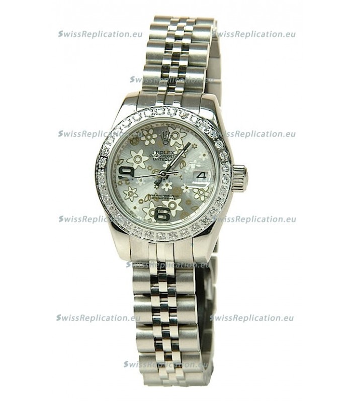 Rolex Datejust Floral Motif Ladies Swiss Replica Watch