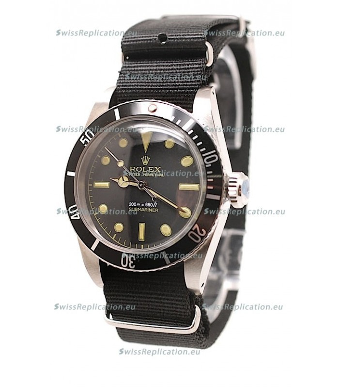 Rolex Submariner Swiss Watch Black Nylon Strap Watch