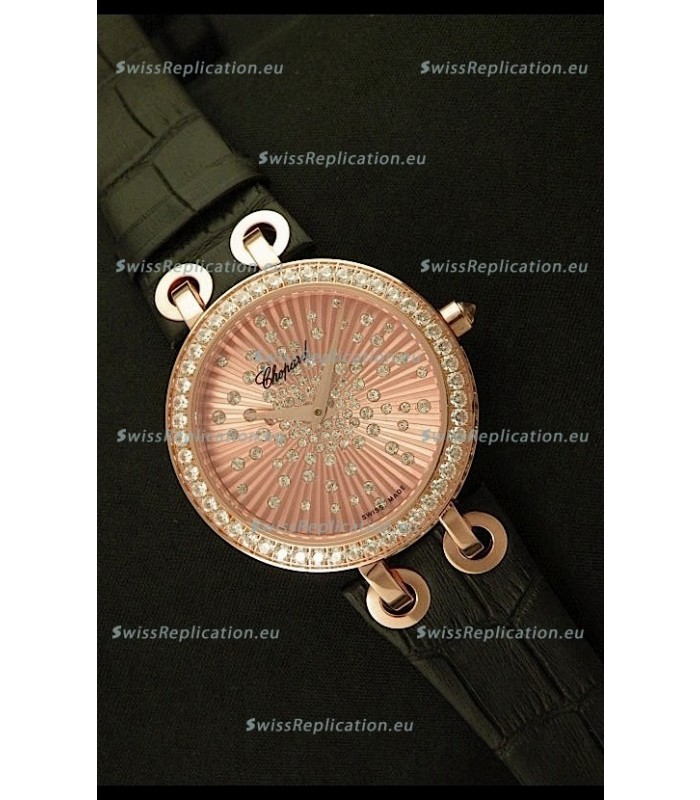 Chopard Xtravaganza Ladies Ladies Japanese Replica Rose Gold Watch in Gold Dial From Chopard
