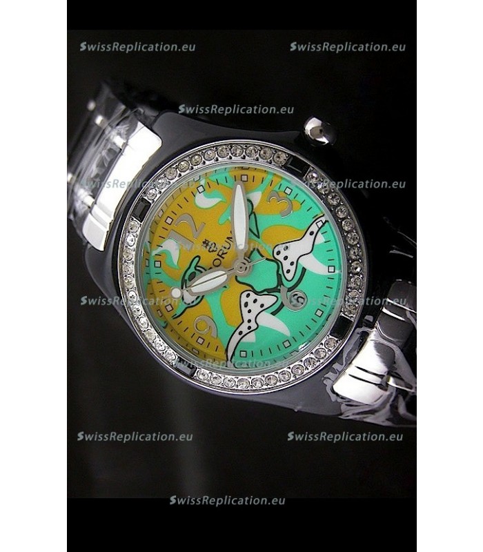 Corum Imitation Ceramics Japanese Replica Watch in Light Green & Yellow Dial