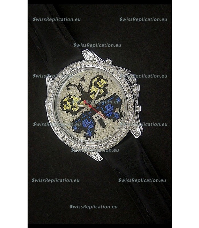Five Time Zones J&C Clone Watch in Full Diamonds