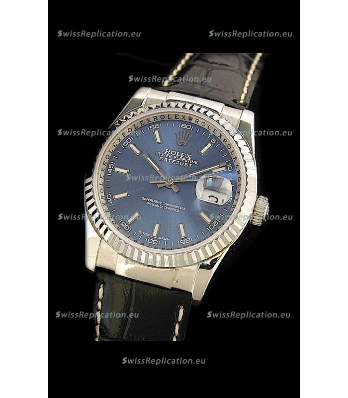 Rolex Datejust Mens Japanese Replica Watch in Blue Dial