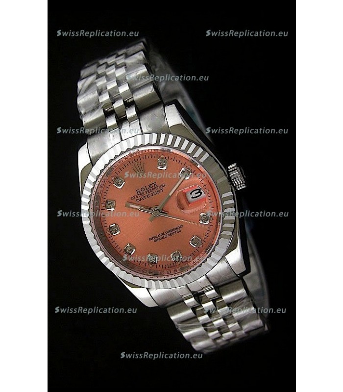 Rolex Datejust Mens Japanese Replica Watch in Orange Dial