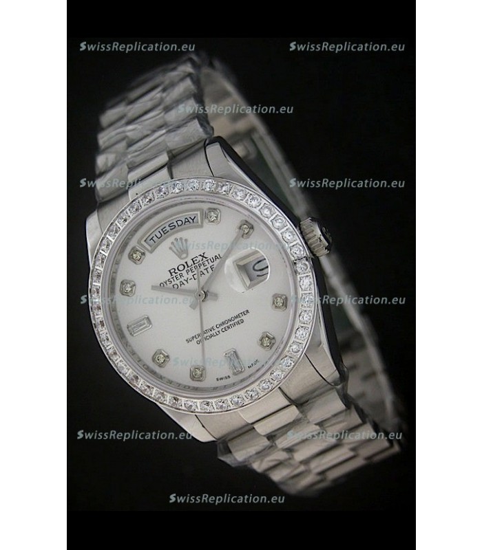 Rolex Day Date Just Japanese Replica Watch in White Dial