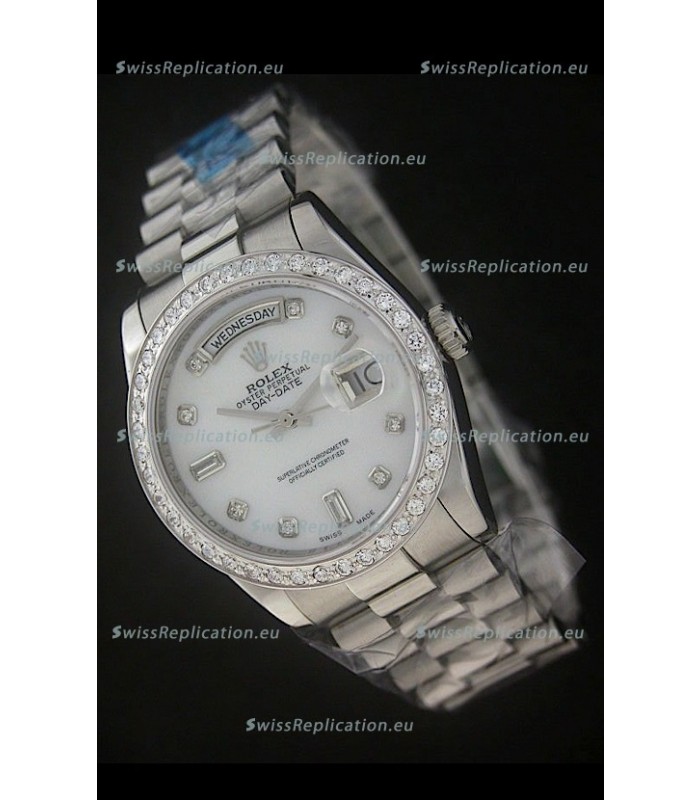 Rolex Day Date Just Japanese Replica Watch in White Dial
