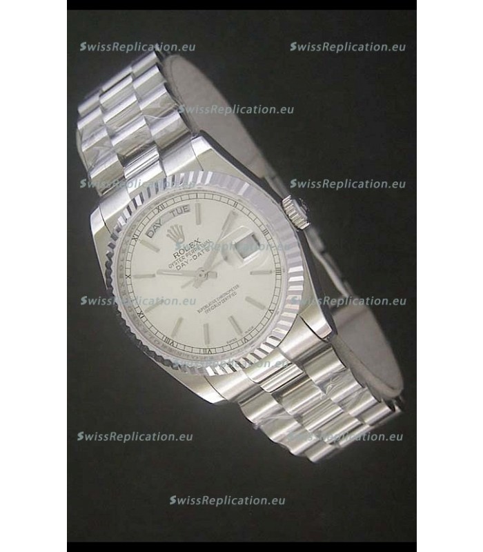 Rolex Day Date Just Japanese Replica Silver White Watch 