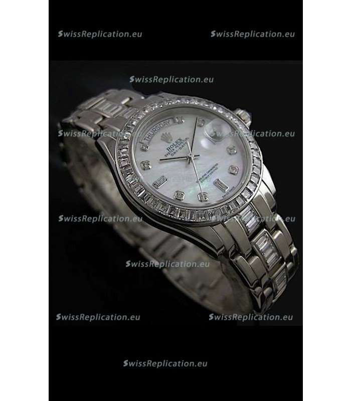 Rolex Oyster Perpetual Day Date Japanese Replica Watch in White Mother of Pearl Dial 