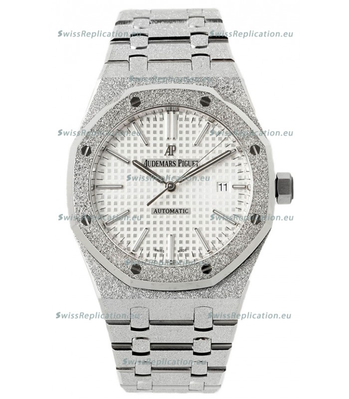 SWREPLIS98001 3628 Audemars Piguet Royal Oak Frosted 37MM Self Winding White Dial 1 1 Mirror Replica Watch
