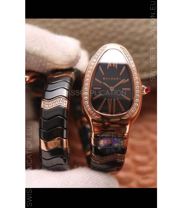 Bvlgari Serpenti Edition Black Ceramic Replica Watch in 1:1 Mirror Quality 