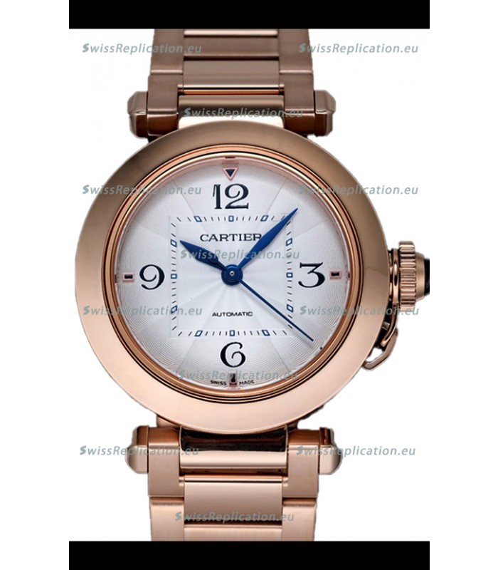 Pasha De Cartier 1:1 Mirror Quality Automatic Swiss Replica Watch 35MM Rose Gold