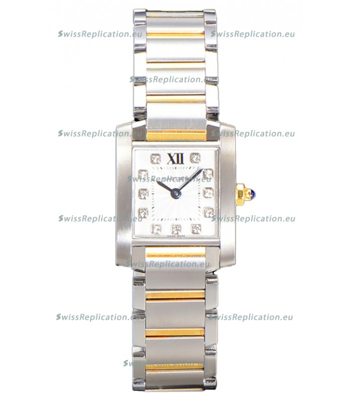 Cartier Tank Francaise Yellow Gold Two Tone Swiss Quartz Replica Watch 25.70MM