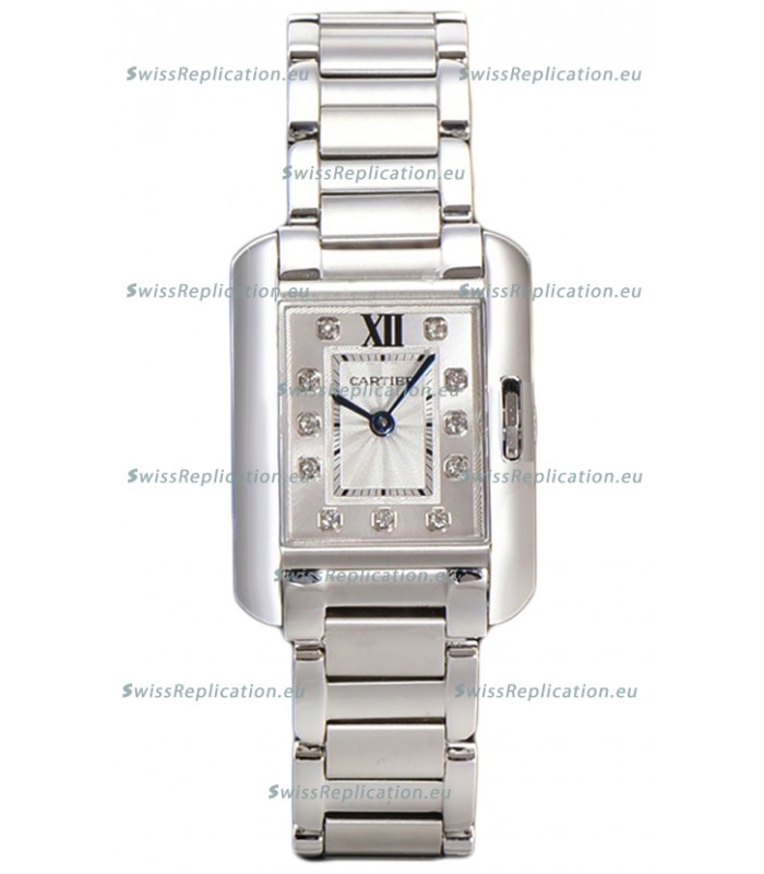 Cartier Tank Anglaise Steel Casing in Steel Strap Swiss Quartz Watch 30MM