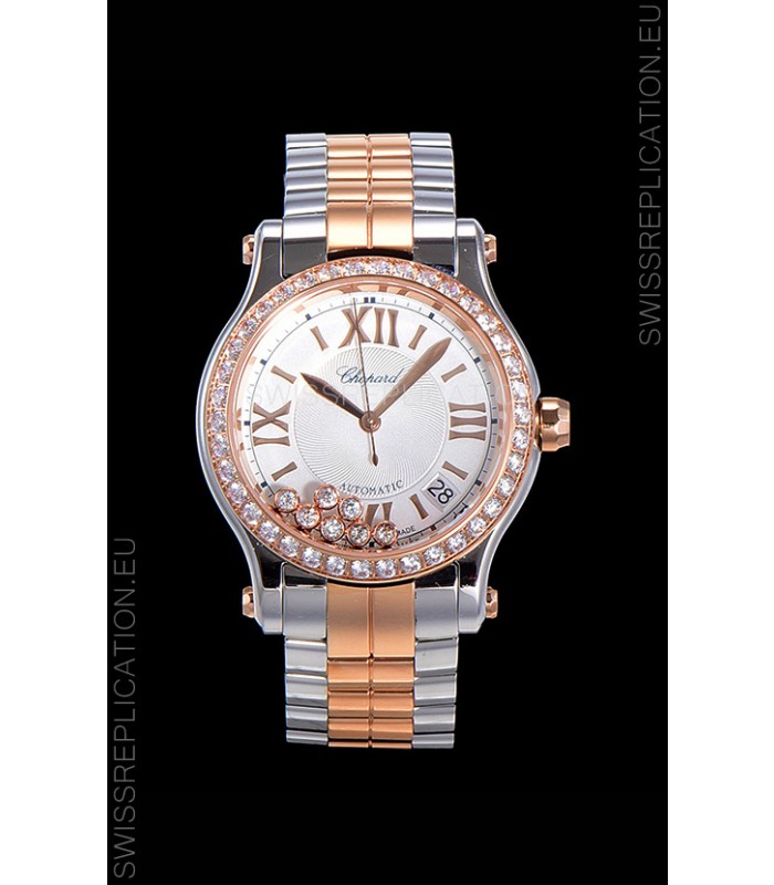 Chopard Happy Sport 1:1 Mirror Swiss Automatic Replica Watch 36MM Two Tone Rose Gold Casing