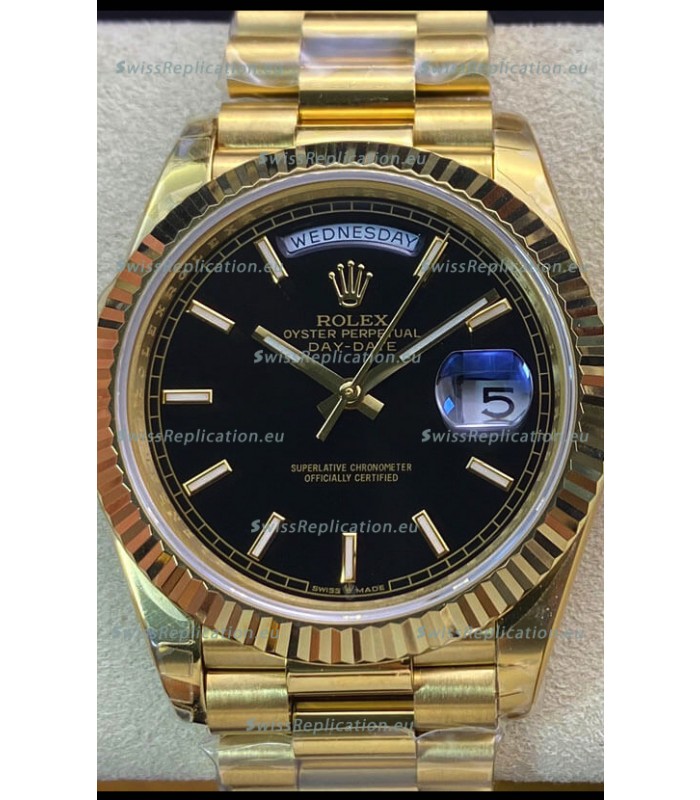 Rolex Day Date Presidential 18K Yellow Gold Watch 36MM - Black Dial 1:1 Mirror Quality