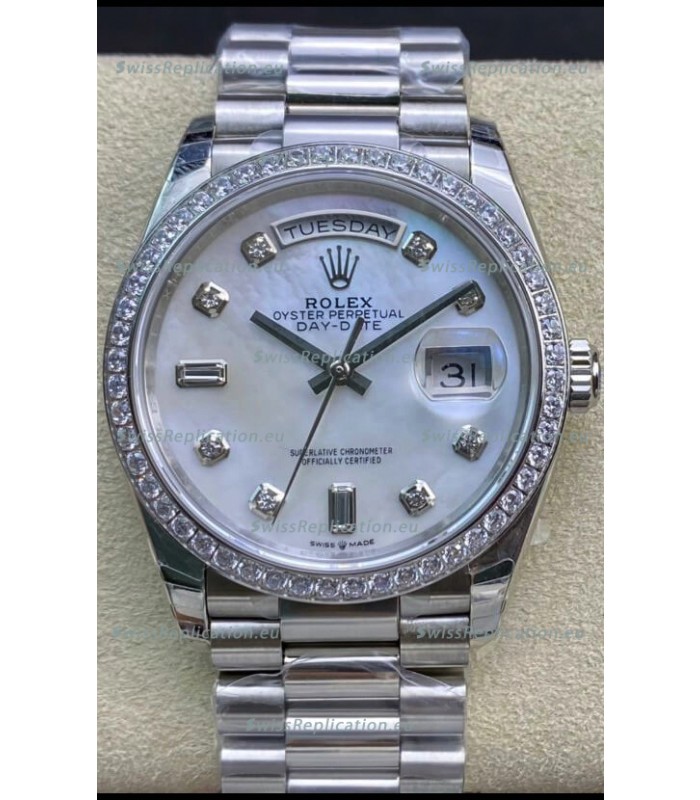 Rolex Day Date Presidential 904L Steel 36MM - White Pearl Dial 1:1 Mirror Quality Watch