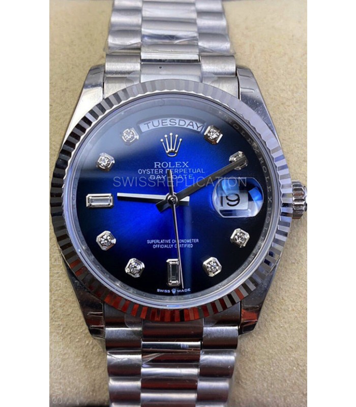 Rolex Day Date Presidential 904L Steel 36MM - Blue Dial 1:1 Mirror Quality Watch