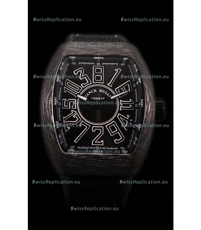 Franck Muller Vanguard Carbon Casing Black Indexes Swiss Watch