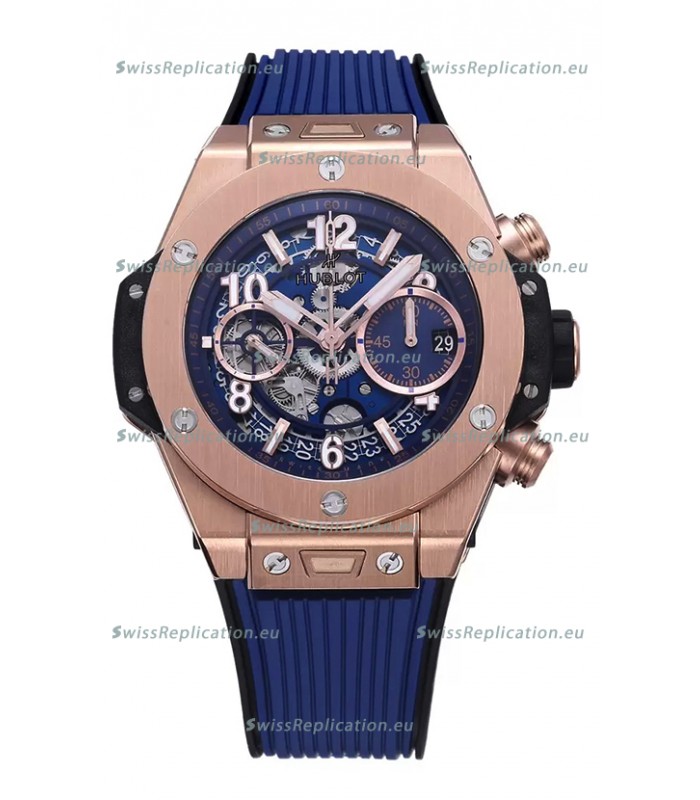 Hublot Big Bang Unico Blue Rose Gold Casing 1:1 Mirror Edition Swiss Replica Watch