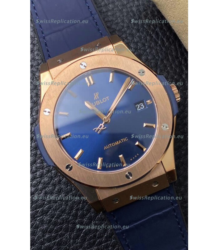 Hublot Classic Fusion 1:1 Mirror Replica Swiss Watch in 904L Steel Casing Blue Dial 42MM