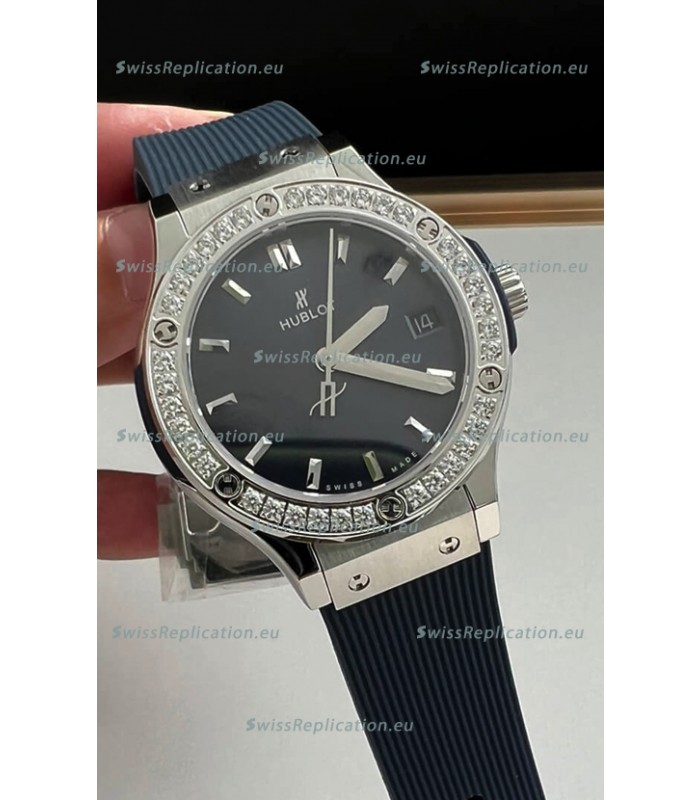 Hublot Classic Fusion Stainless Steel 33MM Blue Dial Swiss Quartz Movement Watch 1:1 Mirror Quality