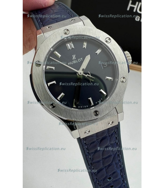 Hublot Classic Fusion Stainless Steel 33MM Blue Dial Swiss Quartz Movement Watch 1:1 Mirror Quality