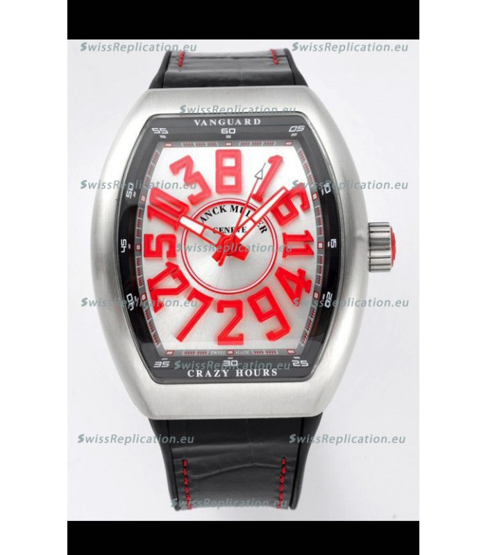 Franck Muller Vanguard Crazy Hours in Stainless Steel - White Dial Swiss Replica Watch 