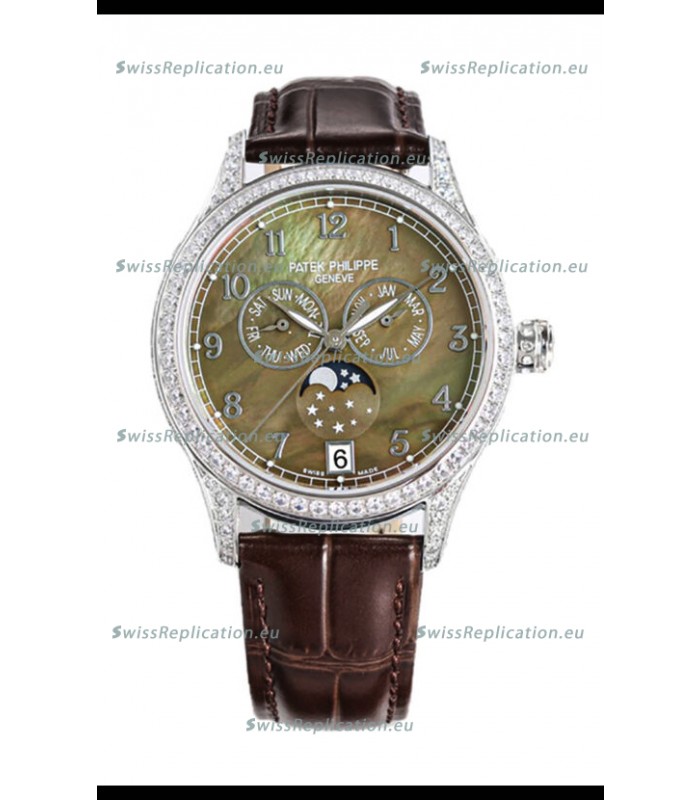 Patek Philippe Complications 4948G Annual Calendar Moonphase Pearl Dial White Gold Swiss Replica 