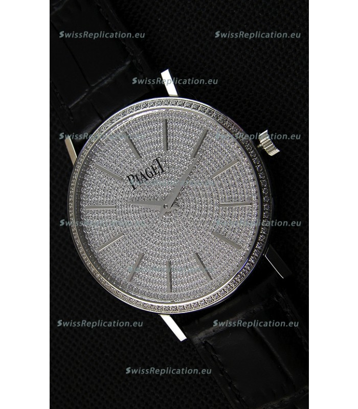 Piaget Altiplano G0A36128 Paved Diam Dial Swiss Quartz Replica Watch in Steel Case