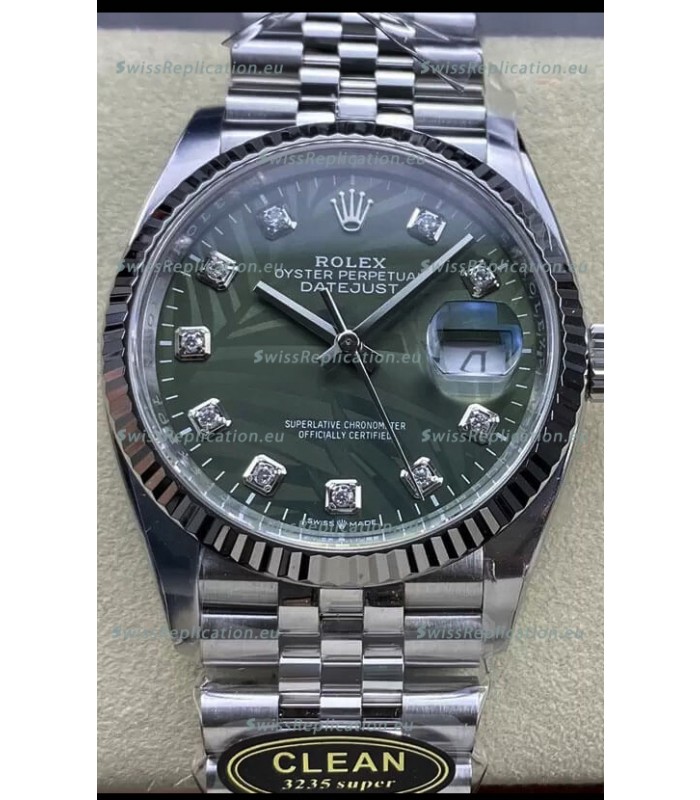 Rolex Datejust Cal.3235 Movement 1:1 Mirror Replica 904L Steel 36MM - Green Palm Motif Dial