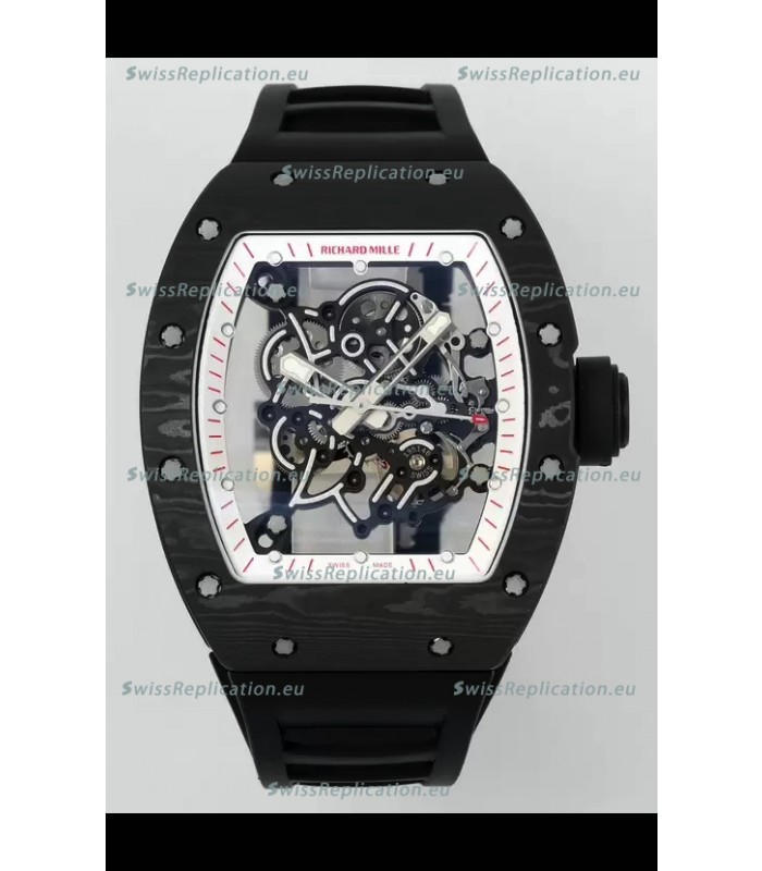 Richard Mille RM055 Black Carbon Casing Black Rubber 1:1 Superclone Genuine Tourbillon Watch 