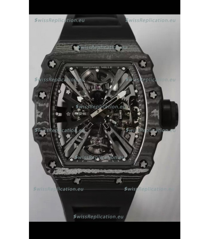 Richard Mille RM12-01 Carbon Fiber Case Genuine Tourbillon Movement 1:1 Mirror Replica Watch