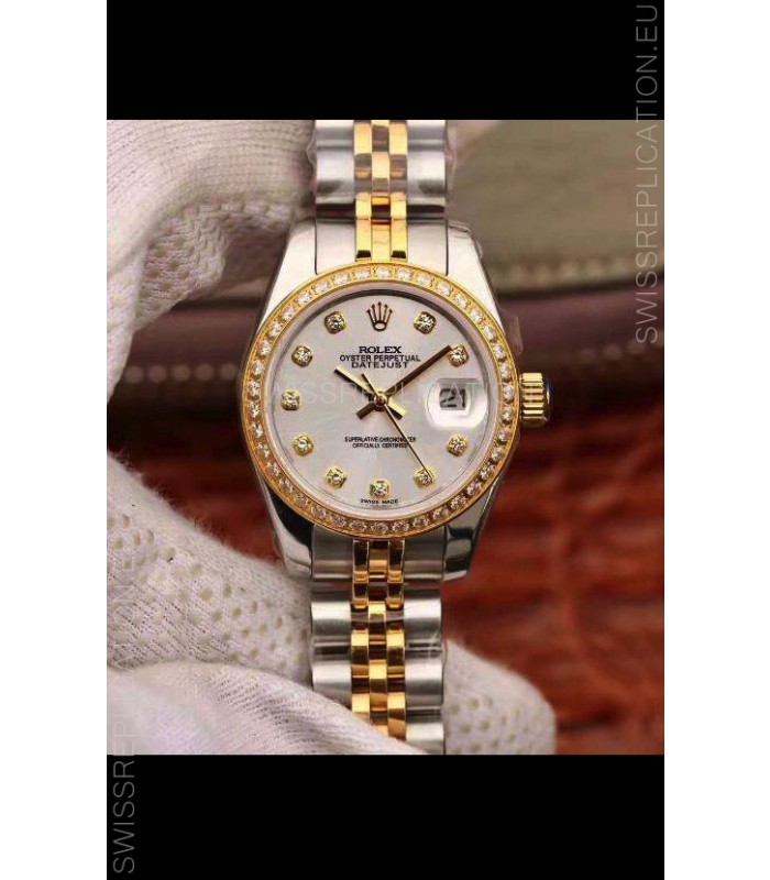 Rolex Datejust Ladies 28MM Cal.3135 Movement Swiss Replica in 904L Steel Yellow Gold 2 Tone Case