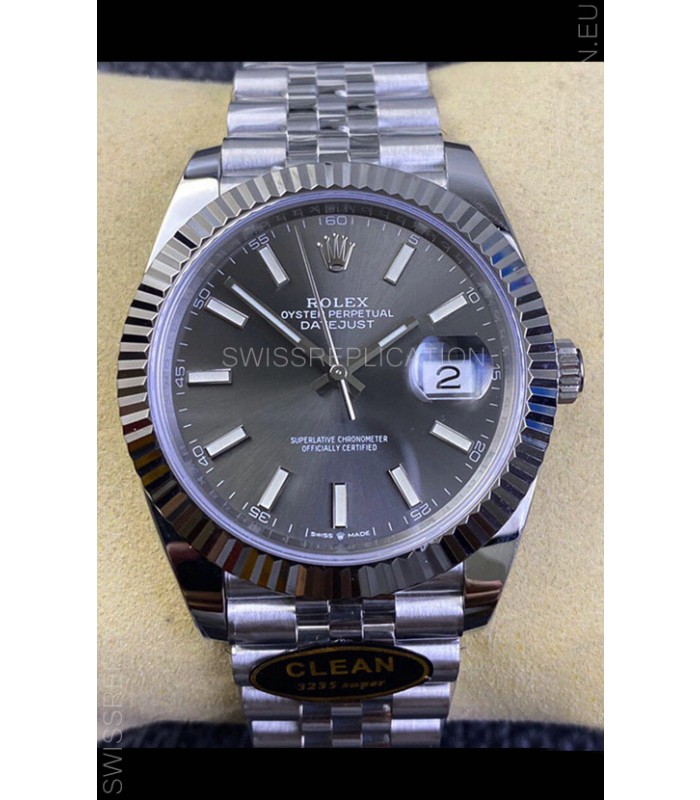 Rolex Datejust 41MM Cal.3135 Movement Swiss Replica Watch in 904L Steel / Grey Dial