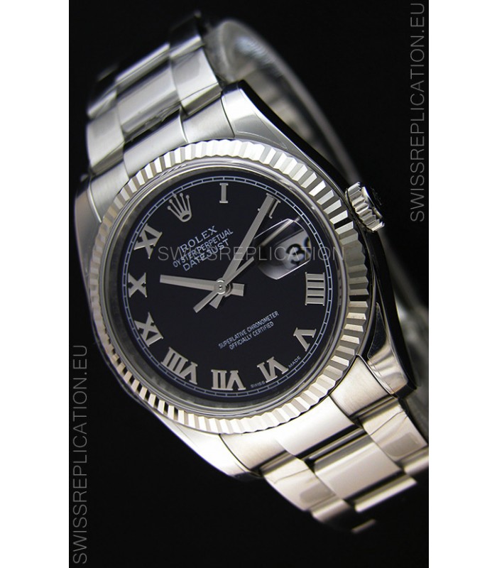 Rolex Datejust Japanese Replica Watch - Black Dial in 36MM with Oyster Strap