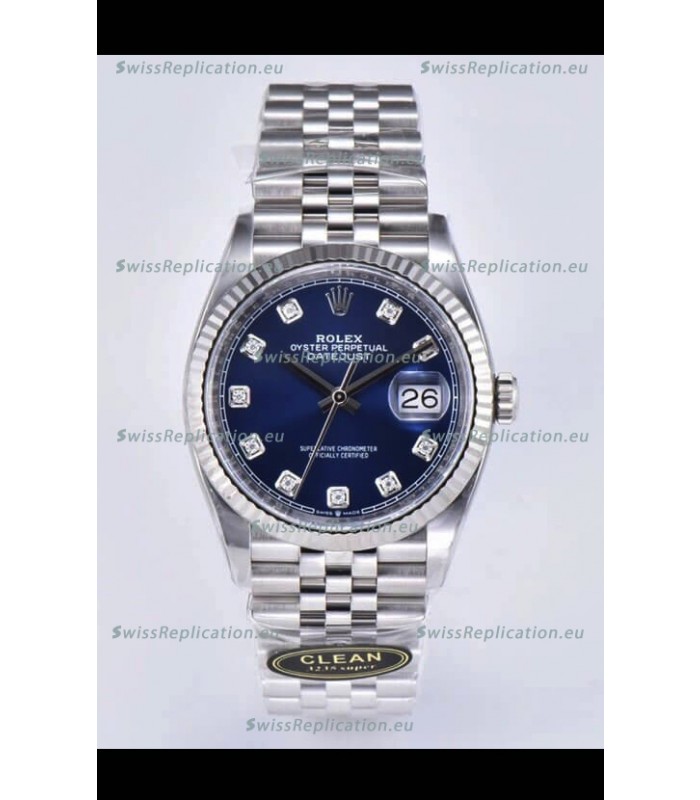 Rolex Datejust 126234 36MM Swiss Replica in 904L Steel in Blue Dial 1:1 Mirror Replica