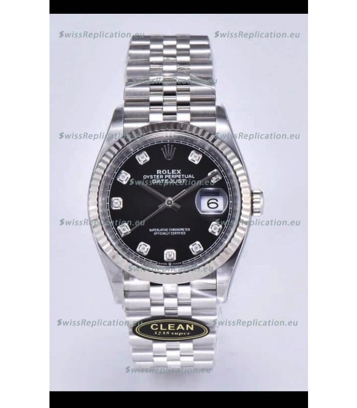Rolex Datejust 126234 36MM Swiss Replica in 904L Steel in Black Dial 1:1 Mirror Replica
