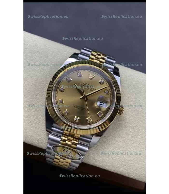 Rolex Datejust M126333 41MM ETA3235 72 Hours Power Gold Diamonds Dial 1:1 Mirror Replica Yellow Gold 904L Steel