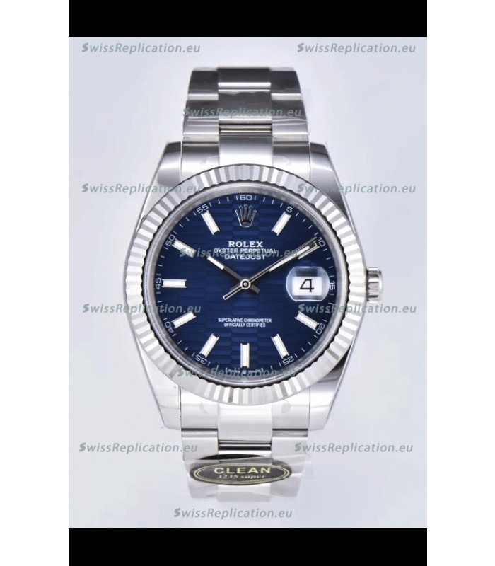 Rolex Datejust Cal.3235 Movement 1:1 Mirror Replica 904L Steel 41MM - Blue Fluted Motif Dial