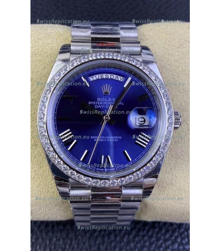 Rolex Day Date M228206-0015 904L Steel 40MM - Blue Dial 1:1 Mirror Replica