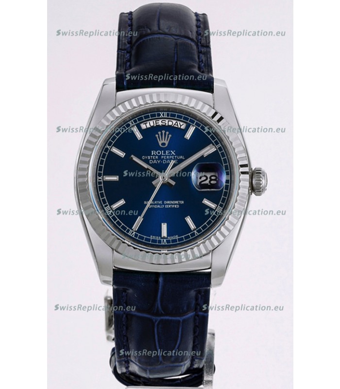 Rolex Day Date 904L Steel Casing Watch in Blue Dial 36MM - 1:1 Mirror Quality