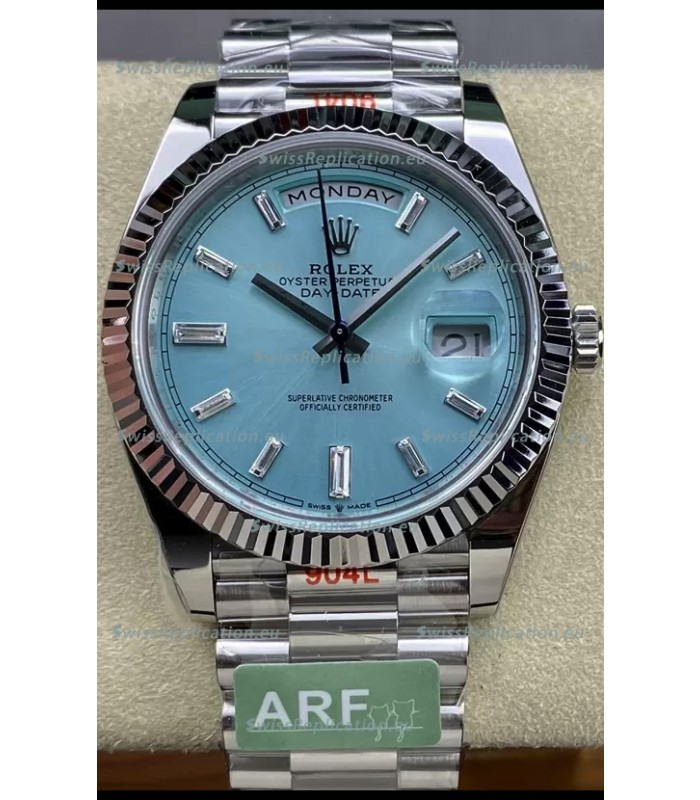 Rolex Day Date 904L Stainless Steel Tiffany Blue Stick Dial Watch 40MM - 1:1 Mirror Quality